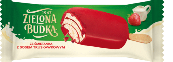 LODY ŚMIETANKOWE Z SOSEM TRUSKAWKOWYM (20szt X 90ml)PATYK ZIELONA BUDKA