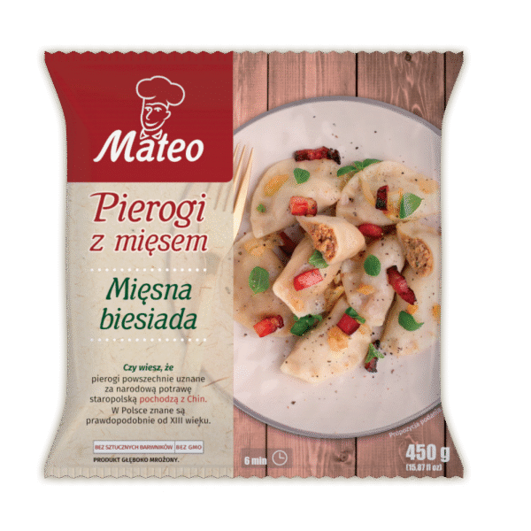 MATEO PIEROGI Z MIĘSEM 450G (12szt).